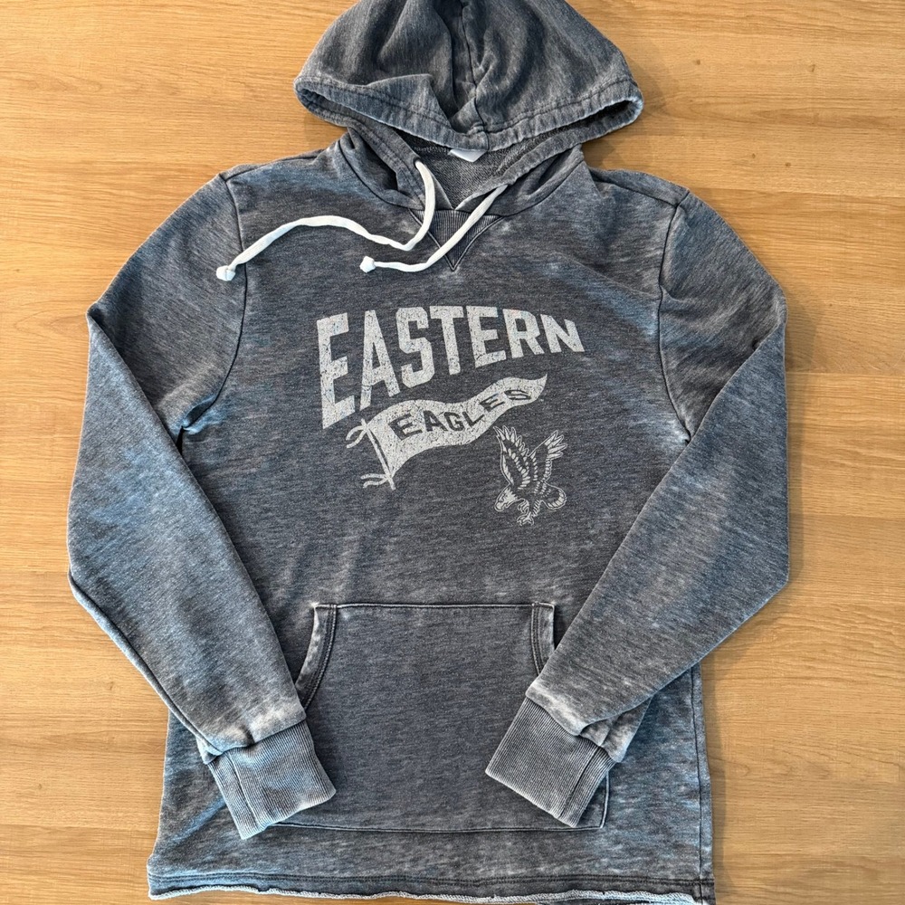 Alternative Apparel Eastern Eagles Acid Wash Graphic Hoodie Gray Womens‎ Small